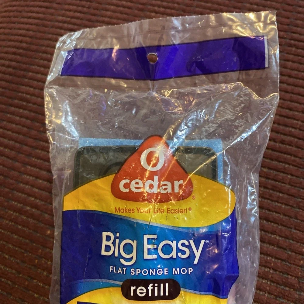 NEW SEALED! O-CEDAR BIG EASY FLAT SPONGE MOP REFILL SNAP-IN TABS DISCONTINUED